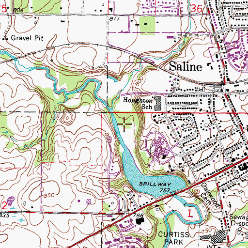 Topographic Map of Mill Pond Park, MI