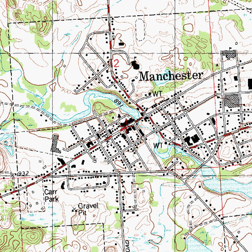 Topographic Map of Manchester Post Office, MI