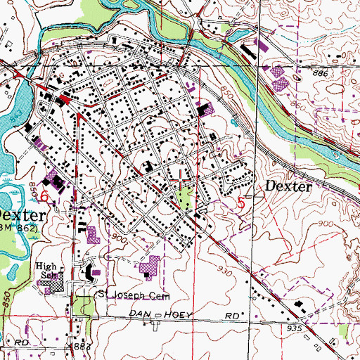 Topographic Map of Dexter Area Museum, MI