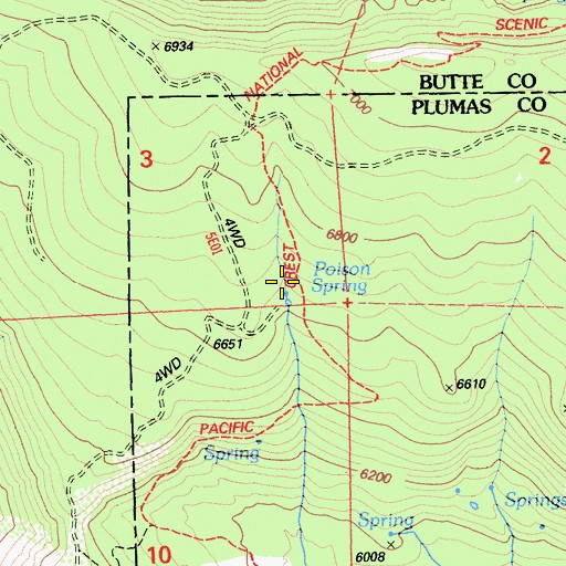 Topographic Map of Poison Spring, CA