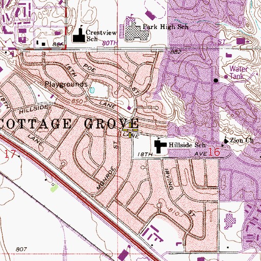 Topographic Map of Township of Cottage Grove (historical), MN