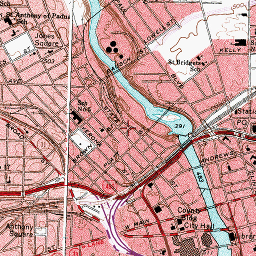 Topographic Map of Teoronto Block Historic District, NY