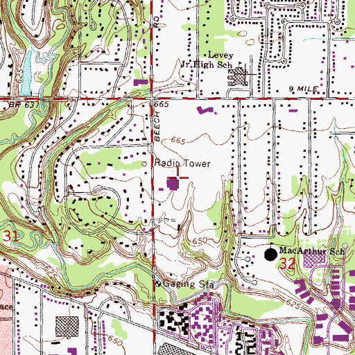Topographic Map of Beech Woods Golf Course, MI