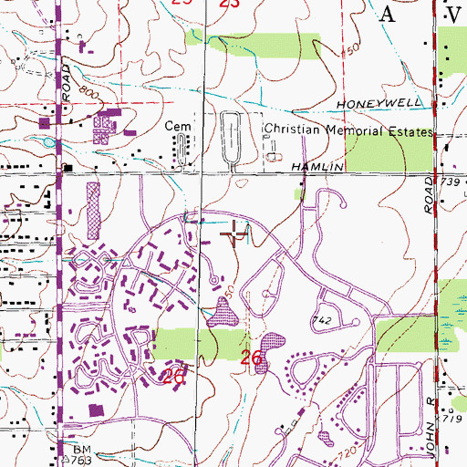 Topographic Map of Hampton Elementary School, MI