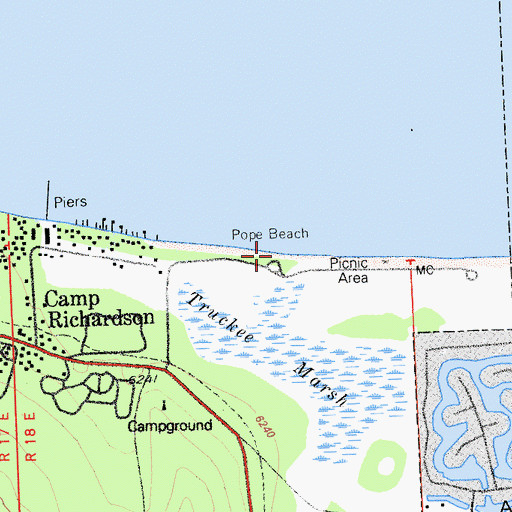 Topographic Map of Pope Beach, CA