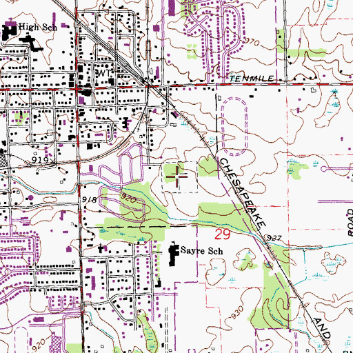 Topographic Map of South Lyon Cemetery, MI