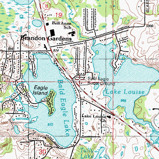 Topographic Map of Brandon Township Cemetery, MI