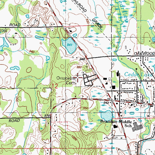 Topographic Map of Ortonville Cemetery, MI