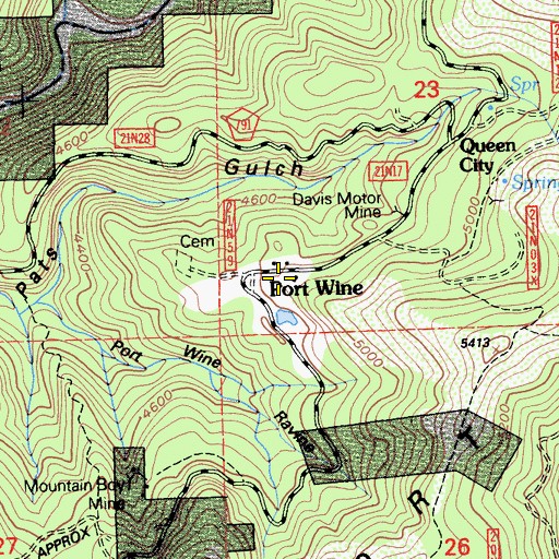 Topographic Map of Port Wine, CA