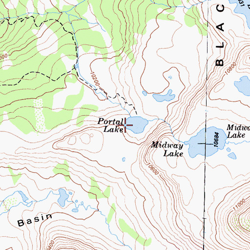 Topographic Map of Portal Lake, CA