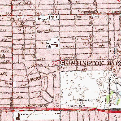 Topographic Map of Scotia Lincoln Park, MI