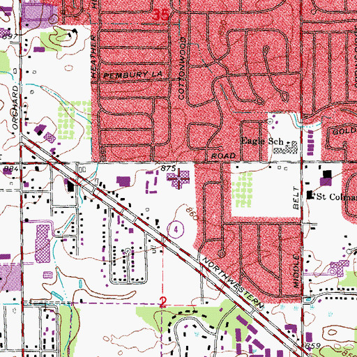 Topographic Map of Warner Middle School, MI