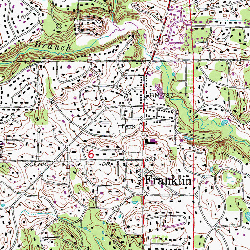 Topographic Map of Franklin Community Park, MI