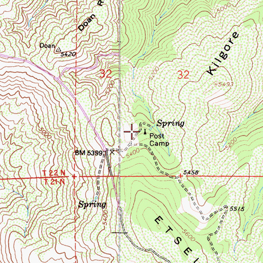 Topographic Map of Post Camp, CA