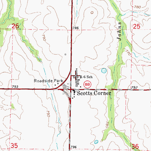 Topographic Map of Community R-VI Elementary School, MO
