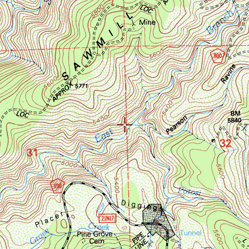 Topographic Map of Potosi Creek, CA