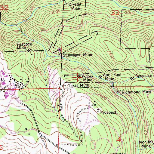 Topographic Map of Potosi Mine, CA