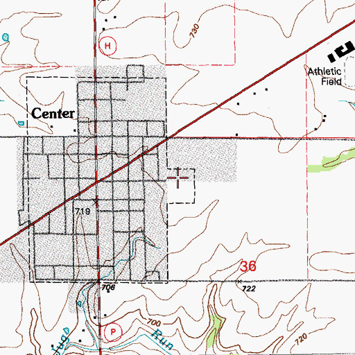 Topographic Map of Center Elementary School, MO