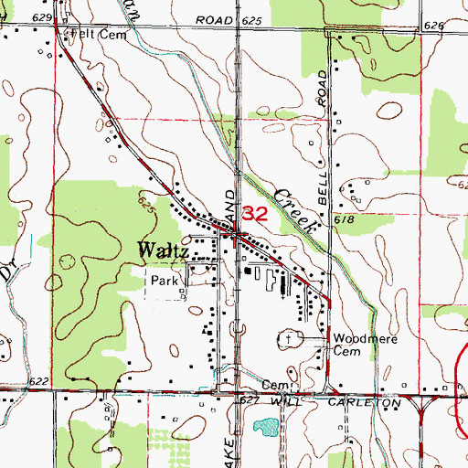 Topographic Map of Waltz Station (historical), MI