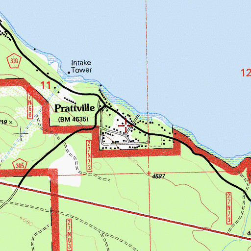 Topographic Map of Prattville, CA