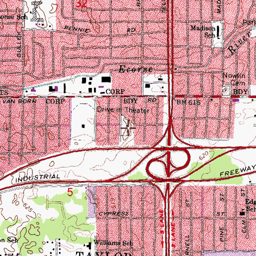 Topographic Map of Oak Grove Cemetery, MI