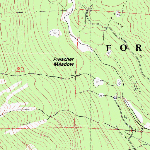 Topographic Map of Preacher Meadow, CA