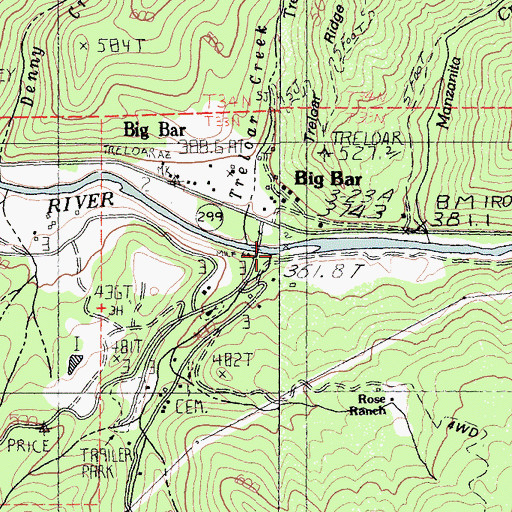 Topographic Map of Price Creek, CA