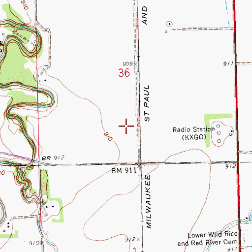 Topographic Map of Ellig Field, ND