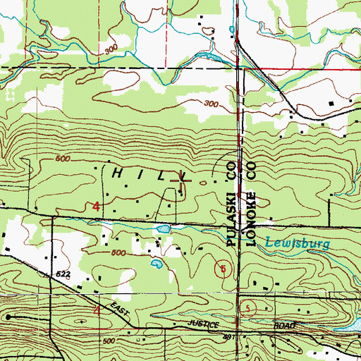 Topographic Map of Four Mile Creek Ranch Airport, AR