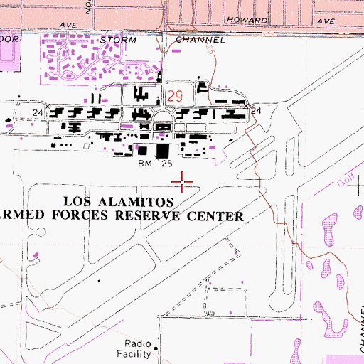 Topographic Map of Los Alamitos Army Airfield, CA