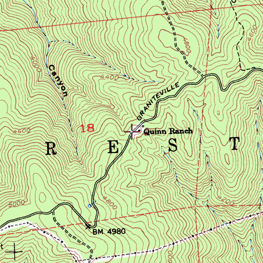 Topographic Map of Quinn Ranch, CA