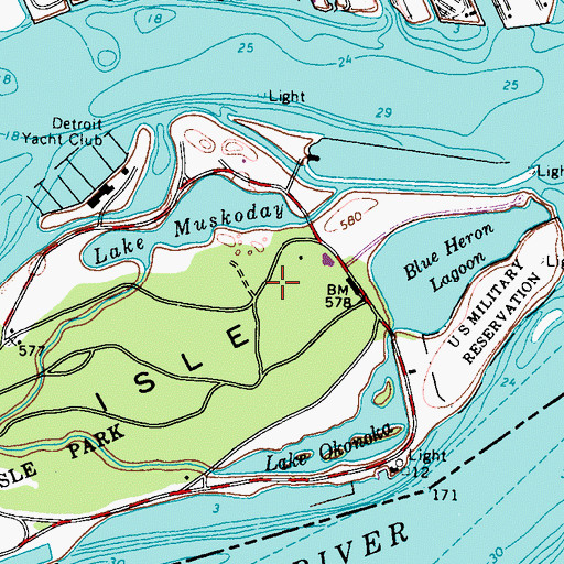 Topographic Map of Belle Isle Golf Course, MI