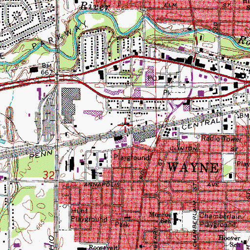 Topographic Map of Wayne Station (historical), MI