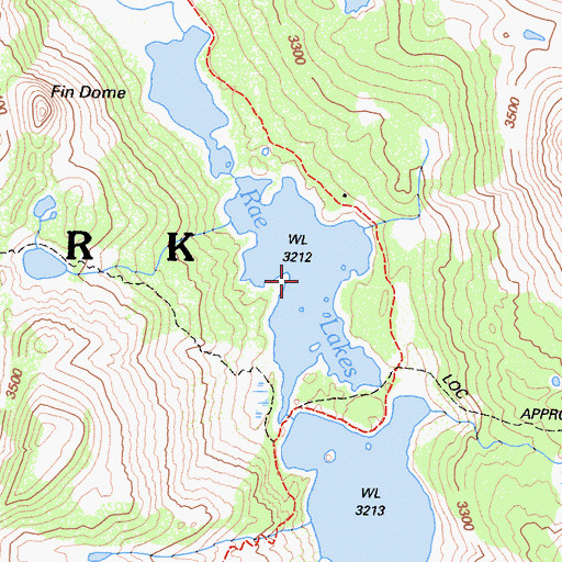 Topographic Map of Rae Lakes, CA