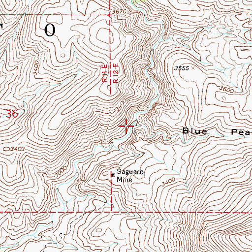 Topographic Map of Blue Peak Canyon, AZ