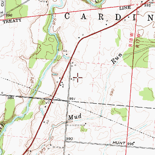 Topographic Map of Shoemaker Farms, OH