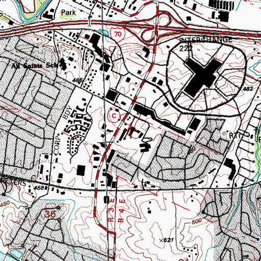 Topographic Map of Saint Peters Elementary School, MO