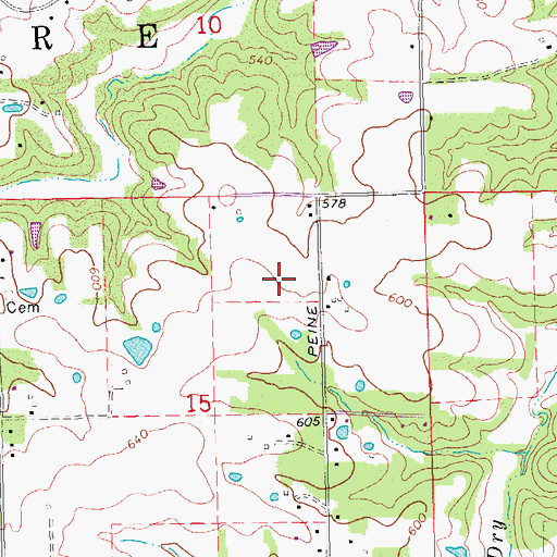 Topographic Map of Peine Ridge Elementary School, MO