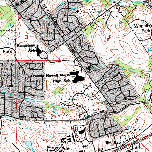 Topographic Map of Francis Howell North High School, MO