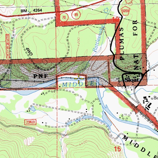 Topographic Map of Rattlesnake Creek, CA