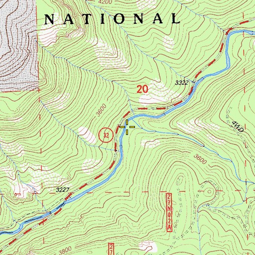 Topographic Map of Rattlesnake Creek, CA