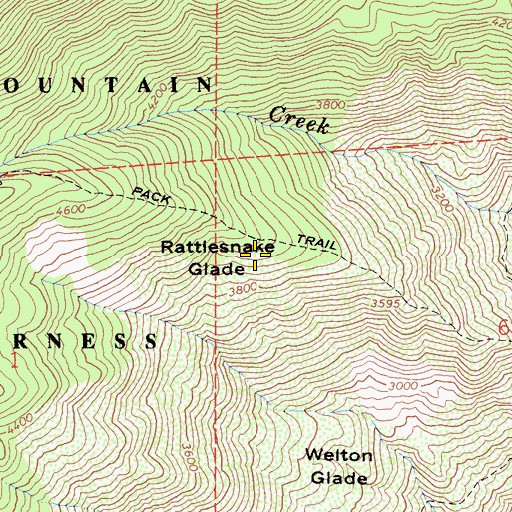 Topographic Map of Rattlesnake Glade, CA