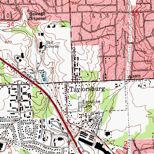 Topographic Map of Feller's Farm, OH