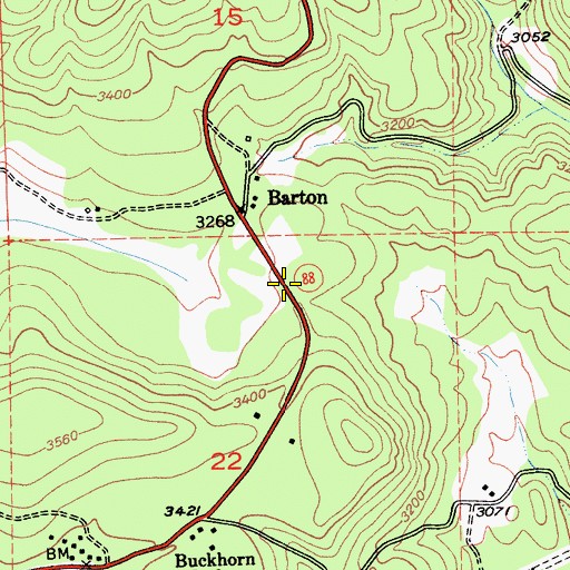 Topographic Map of Buckhorn, CA
