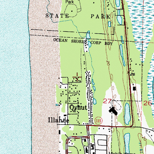 Topographic Map of Oyehut Census Designated Place, WA