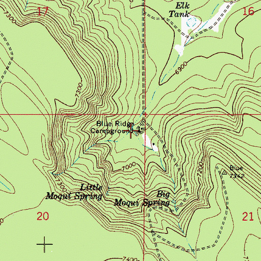 Topographic Map of Blue Ridge Campground, AZ