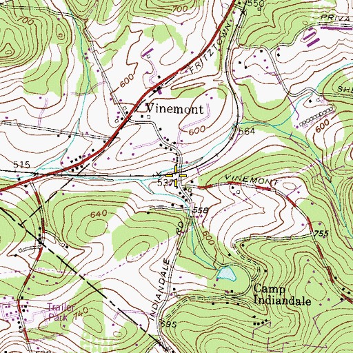 Topographic Map of Township of Spring Volunteer Fire Department Station 2, PA
