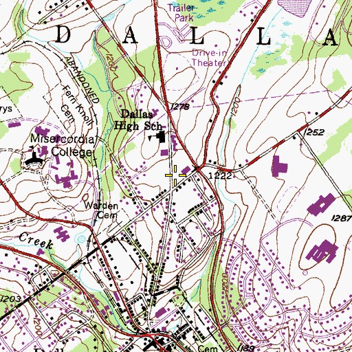 Topographic Map of Back Mountain Fire Department - Dallas Station 121, PA