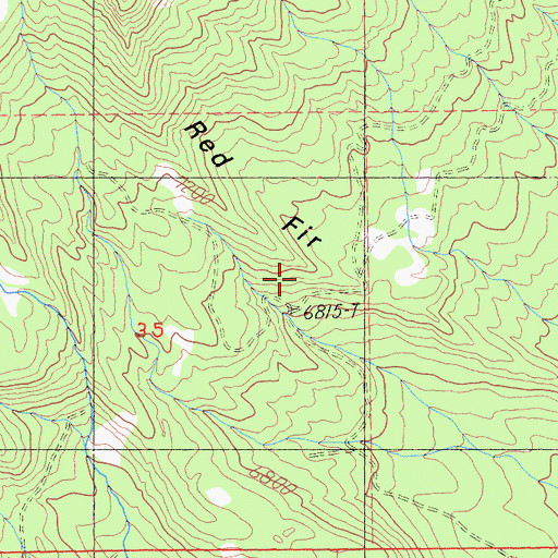 Topographic Map of Red Fir Ridge, CA