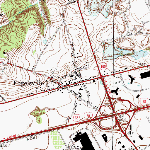 Topographic Map of Fogelsville Volunteer Fire Company Station 8, PA